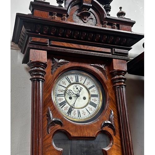 468 - Two Vienna wall clocks, with Baroque 'style' walnut cases.