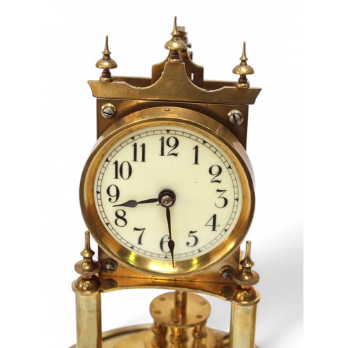 471 - Three various brass anniversary clocks with glass domes. (3)