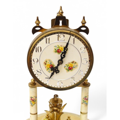 471 - Three various brass anniversary clocks with glass domes. (3)