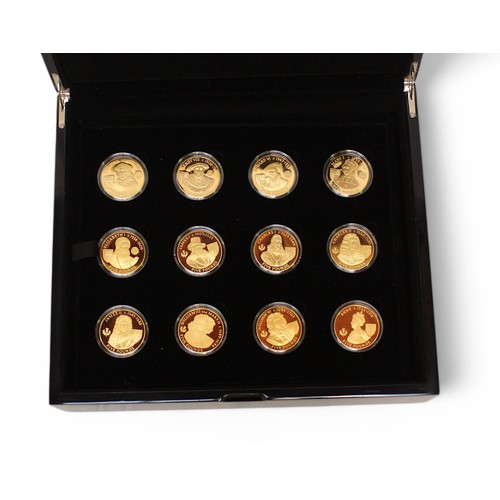 349 - A Royal Mint ‘History of the Monarchy’ gold-plated silver proof crown collection, comprising 23 proo... 