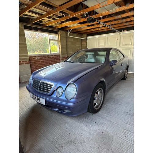 378 - A Mercedes CLK 200 Kompressor coupe, 2001, metallic light blue, velour upholstery with walnut trim, ... 