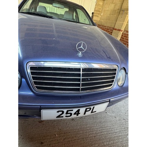 378 - A Mercedes CLK 200 Kompressor coupe, 2001, metallic light blue, velour upholstery with walnut trim, ... 