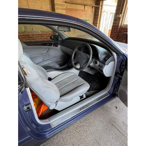 378 - A Mercedes CLK 200 Kompressor coupe, 2001, metallic light blue, velour upholstery with walnut trim, ... 