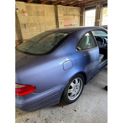 378 - A Mercedes CLK 200 Kompressor coupe, 2001, metallic light blue, velour upholstery with walnut trim, ... 