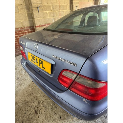 378 - A Mercedes CLK 200 Kompressor coupe, 2001, metallic light blue, velour upholstery with walnut trim, ... 