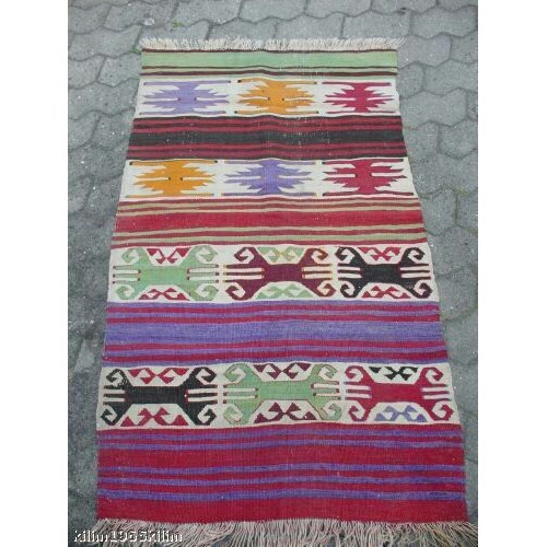 A multi-coloured, Turkish, Anatolian style flatweave kilim rug, with ...