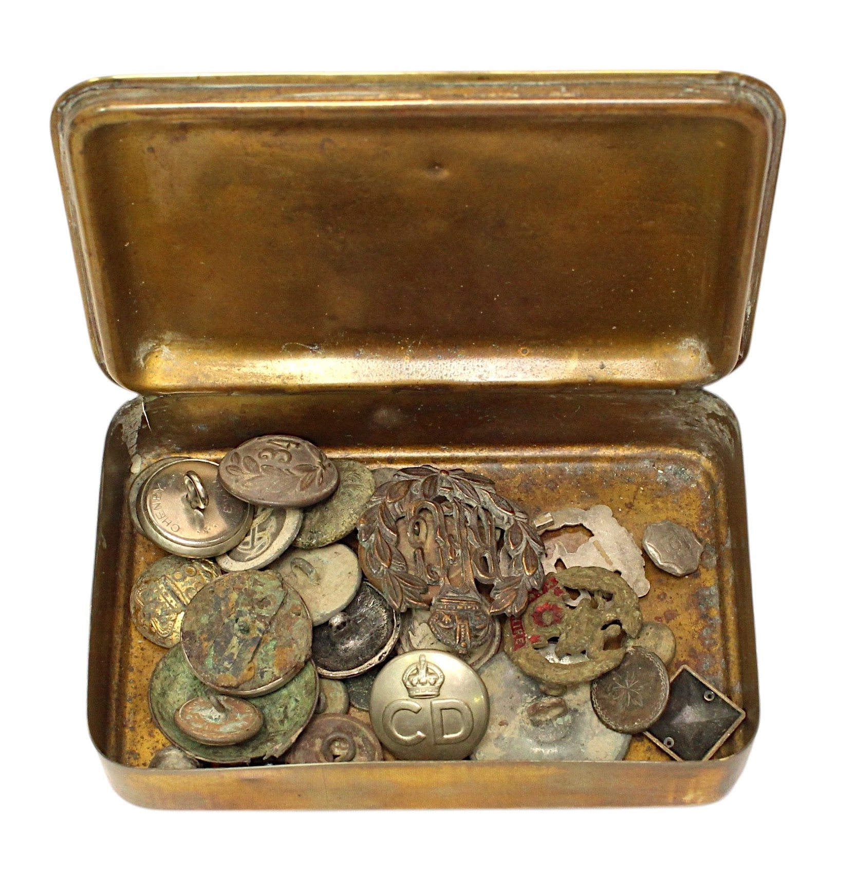 A collection of antique and old buttons recovered by metal detector ...