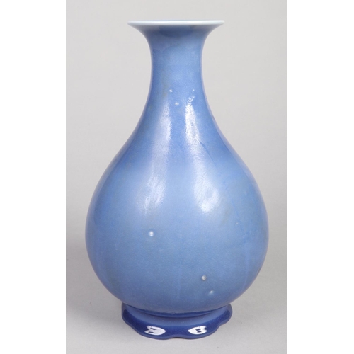 245 - A 19th century Chinese pear formed vase. Decorated in Clair de Lune glaze. Six character Qianlong se... 