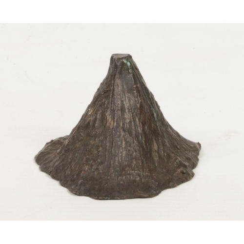 242 - A 19th century Chinese bronze scholars scroll weight formed as a mountain and raised on a hardwood p... 