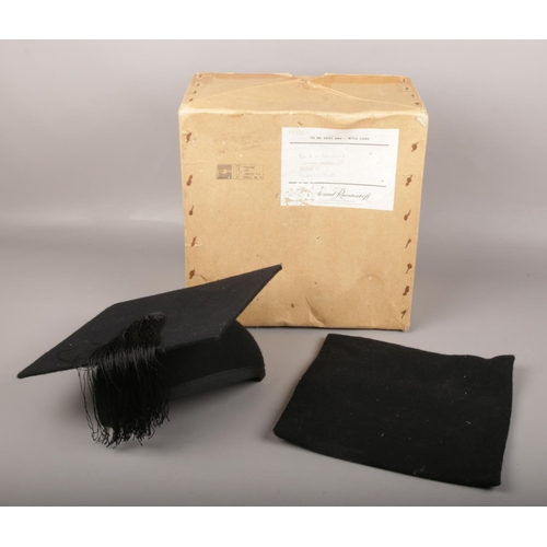 70 - A boxed students mortar board by makers Ede & Ravenscroft size 6 7/8 and a similar professors cap, s... 