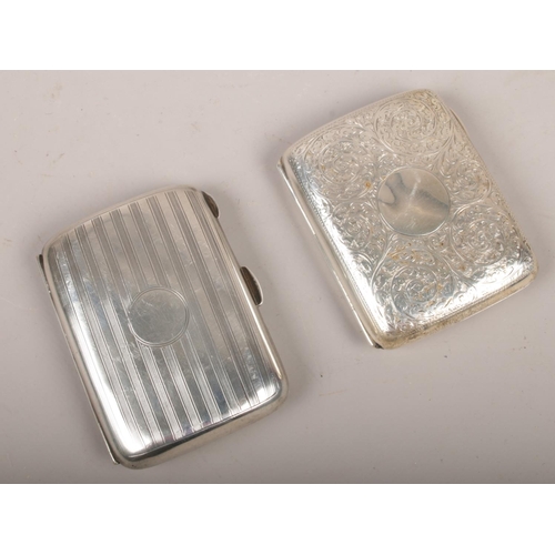 455 - Two silver cigarette cases to include assayed Birmingham 1919 by William Hair Haseler example, 163g.