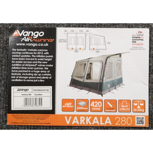 538 - A Vango Air Awning, Varkala 280 along with a Vango pump.