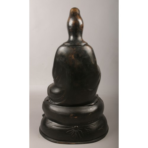 205 - A Chinese Bronze figure of Guanyin on lotus throne (approx 50cm height).