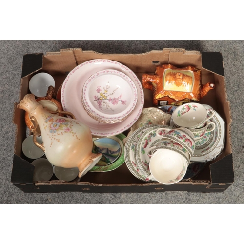 232 - A box of miscellaneous ceramics, Beswick, Devon Fieldings, Indian tree ware