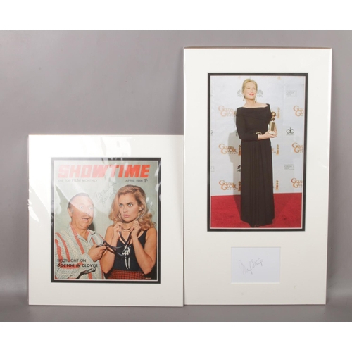 505 - Two autographed displays; Meryl Streep and Alexandra Bastedo.