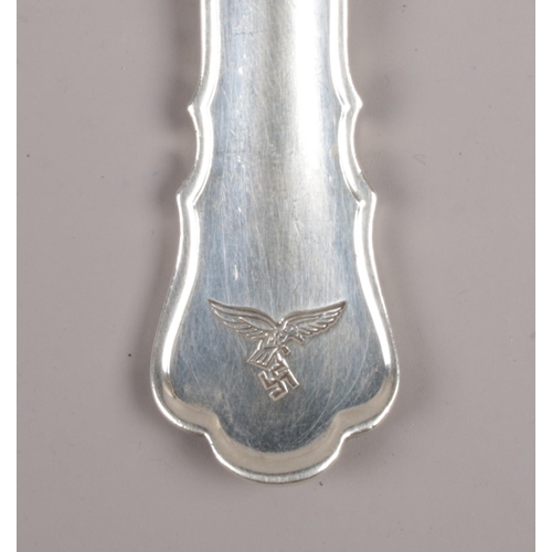 536 - A silver Third Reich Luftwaffe mess spoon, stamped 800 and marked OH Fassberg to the back, along wit... 