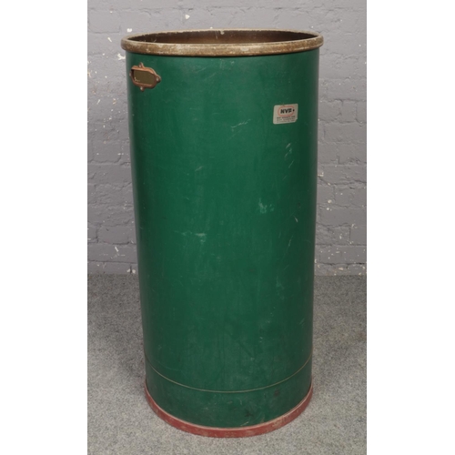 574 - A vintage NVF (National Vulcanized Fiber) mill bin. (Height 107cm Diameter 53cm)