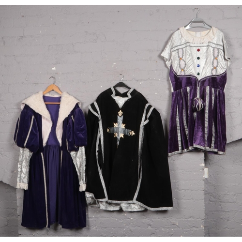 586 - A collection of fancy dress, Knights, Royal Court, King's Velvet Robe etc Provenance Lathom Hall Liv... 