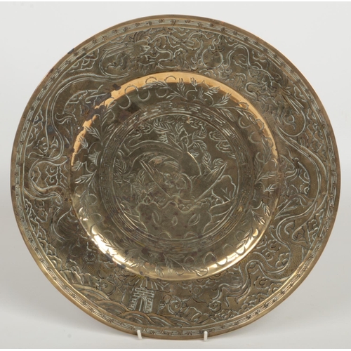 137 - A pair of 20th century Chinese bronze chargers. One chased with a dragon and the other a phoenix, 40... 