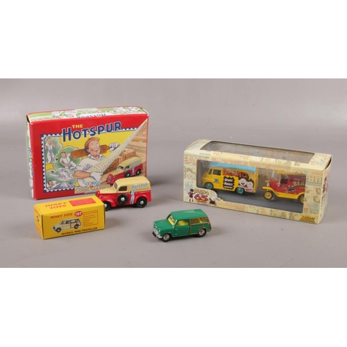 169 - A Dinky Toys 197 Morris Mini Traveller (reproduction), Lledo The Beano Comic 65 years, Corgi Comic C... 