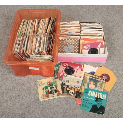 302 - Two boxes of single records, mainly 1960s and 1970s, to include picture sleeves.