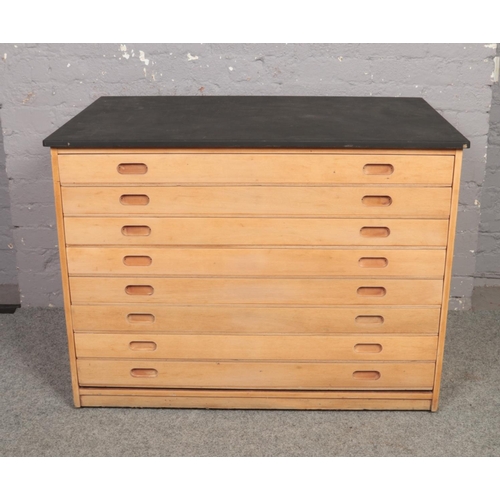 666 - A stripped Oak plan chest with painted top  (approximately 108 cm Wide 78 cm Height 69 cm Depth)