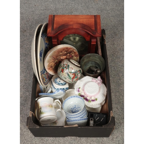 325 - A box of miscellaneous, to include Aynsley, Poole, clock, ginger jar etc.