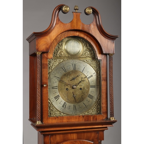 274 - A George III figured mahogany 8 day longcase clock by John Hamilton, Glasgow. With brass arch top di... 