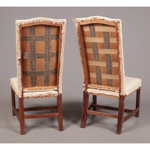 276 - A pair of George II style 19th century mahogany framed high backed hall chairs, 114cm high, seat hei... 