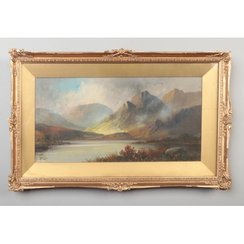 241 - Joel Owen (British) pair of gilt framed oils on canvas. Extensive Scottish loch scenes. Signed and d... 