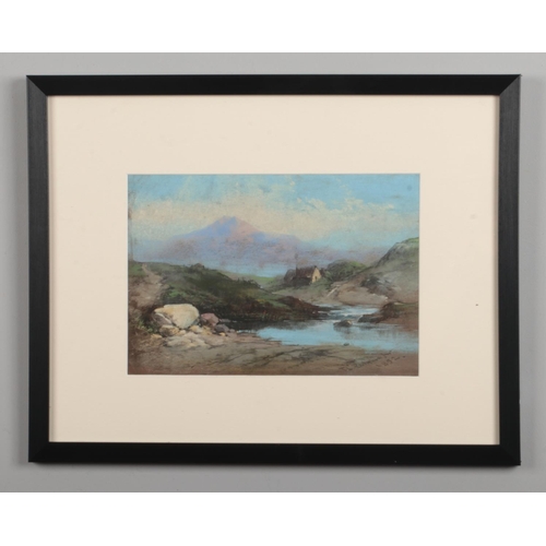 239 - Thomas Leeson Rowbotham Jnr, framed pastel. Landscape with a cottage. Signed dated 1852, 19.5cm x 28... 