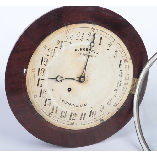 67 - An early Victorian mahogany cased 24 hour wall clock. With painted dial having 24 hour markers and s... 