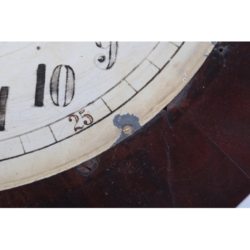 67 - An early Victorian mahogany cased 24 hour wall clock. With painted dial having 24 hour markers and s... 