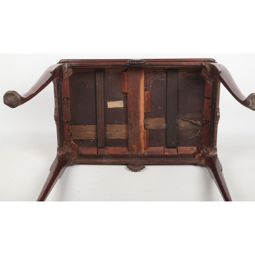 287 - A George II Irish mahogany silver table with notched rectangular dish top. With a pair of carved she... 