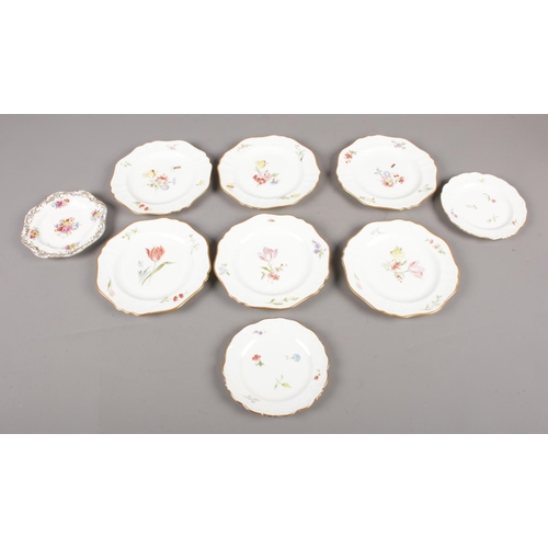 107 - Six Wedgwood floral ceramic cabinet plates (14.5cm diameter) with similar examples