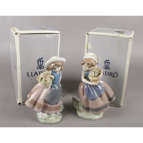 323 - Two boxed Lladro figures of girls, Spring Is Here and Sweet Scent.