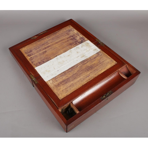 68 - A Victorian mahogany brassbound writing slope, presented by The Duke of Northumberland 1874.