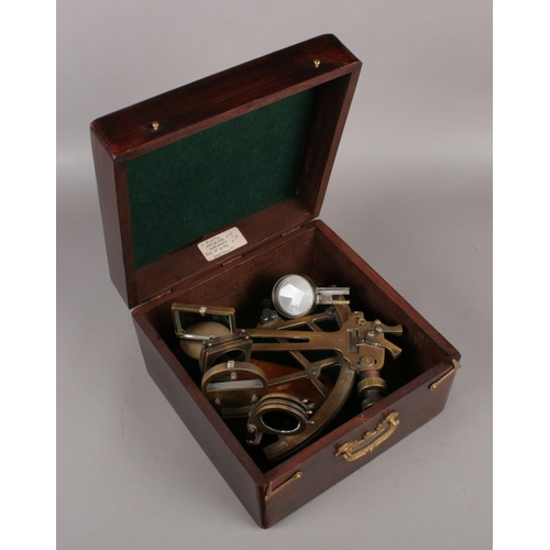 73 - A cased German brass handheld sextant by C Plath, Hamburg.