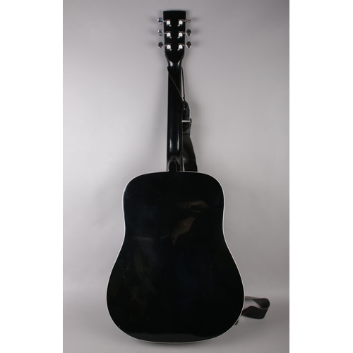 375 - A Swift black acoustic guitar with rosewood fretboard, together with soft case and strap.