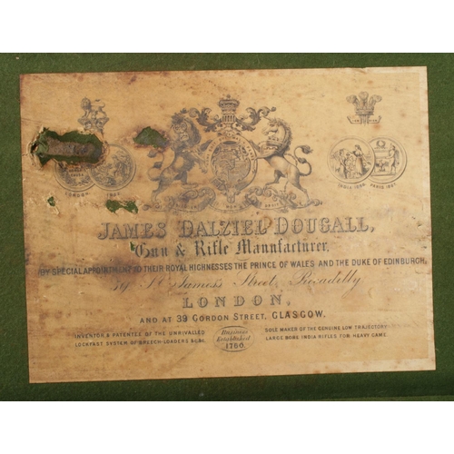 399 - A vintage leather bound gun case, with label for James Dalziel Dougall, gun and rifle manufacturer. ... 