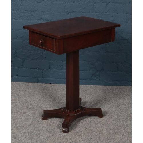 425 - A Regency Mahogany side table with two drawers & central column (70cm height 50cm width)