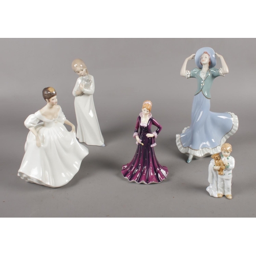 355 - Three Royal Doulton ceramic figures, 'Sleepyhead' HN 3761, ' Best Wishes' HN 5455, 'Angela' HN 2389 ... 