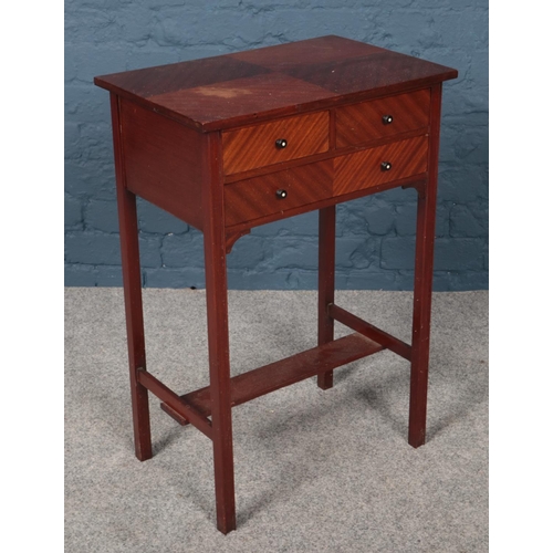 434 - An early 20th century mahogany chest of small proportions, with quarter veneered top.