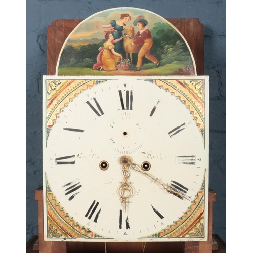 437 - A Victorian mahogany 8 day longcase clock, with painted dial with pendulum and two weights. (Dial si... 