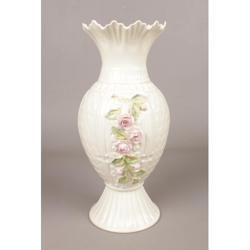 92 - A Belleek ‘Diane’ Floral Vase in cream/ivory bone china. Printed stamp on base “Belleek, Ireland” wi... 