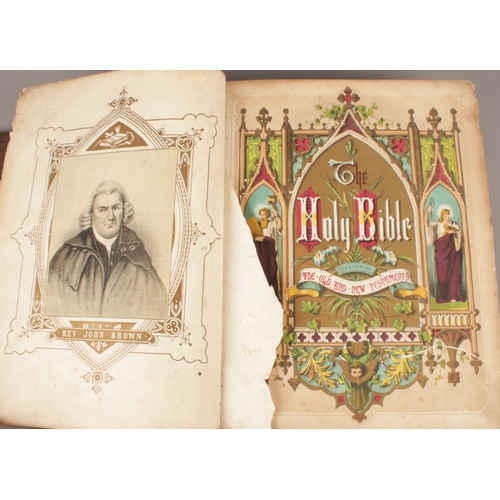 102 - A 19th century Brown's self interpreting family bible. With coloured illustrations.