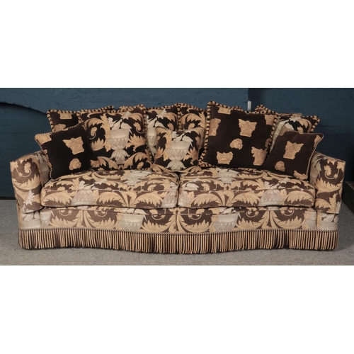 598 - A Duresta 3 seat sofa with matching armchair and footstool with black and gilt neoclassical upholste... 