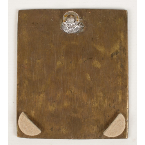 58 - A 19th century Russian bronze domestic icon. Decorated in relief.