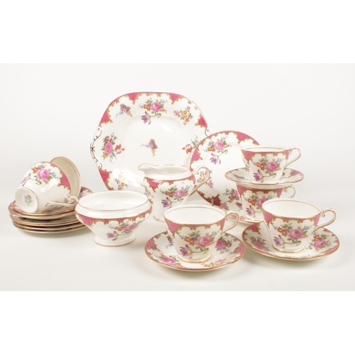 187 - An Aynsley tea set. cups/saucers, milk jug, sugar bowl, examples etc.