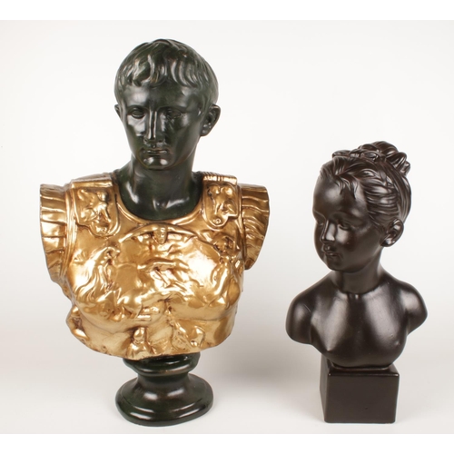 190 - A Thomas Blakemore bust of a Julius Caesar in armour along with a bust of a young girl.